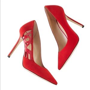 Tamara Mellon Red Suede Love Letter Leather Heels